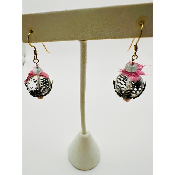 14k gold filled natural clear quartz aquamarine Earrings - Picture 3 of 8